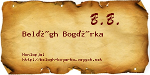 Belágh Bogárka névjegykártya